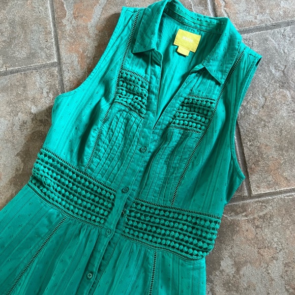 ⭐️BOGO FREE⭐️ Anthropologie Maeve sleeveless green dress - Picture 7 of 11